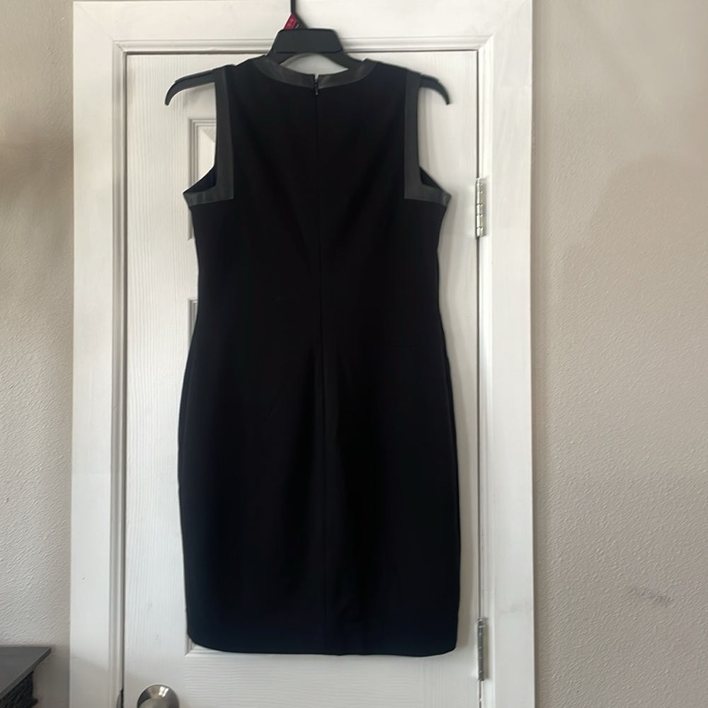 Ralph Lauren Black Sleeveless Dress With Leather Trim, Size 12